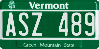 VT license plate ASZ489