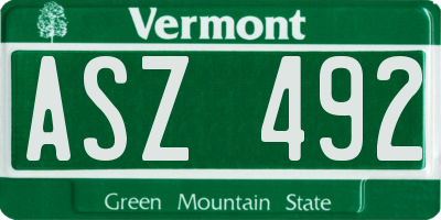 VT license plate ASZ492