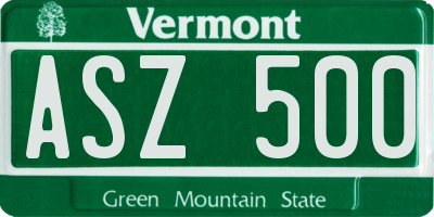 VT license plate ASZ500