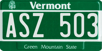 VT license plate ASZ503