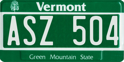 VT license plate ASZ504