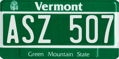 VT license plate ASZ507