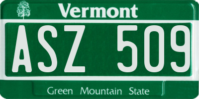 VT license plate ASZ509