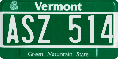 VT license plate ASZ514