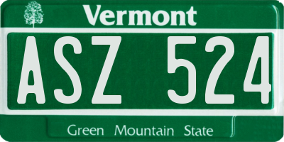 VT license plate ASZ524