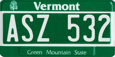 VT license plate ASZ532