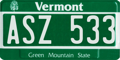 VT license plate ASZ533
