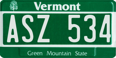 VT license plate ASZ534