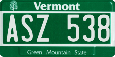 VT license plate ASZ538