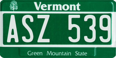 VT license plate ASZ539