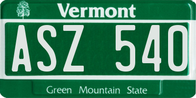 VT license plate ASZ540