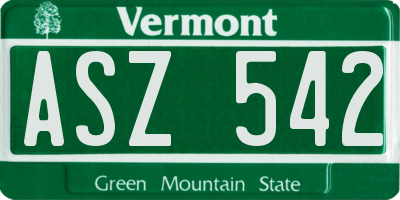 VT license plate ASZ542