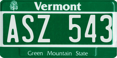 VT license plate ASZ543