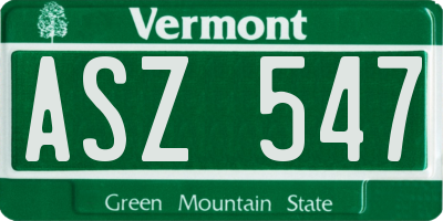 VT license plate ASZ547