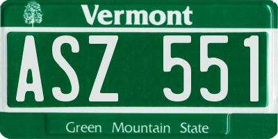 VT license plate ASZ551