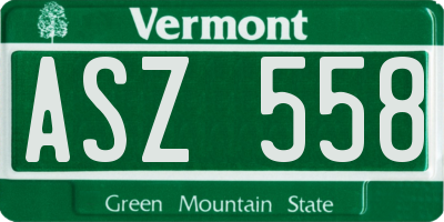 VT license plate ASZ558