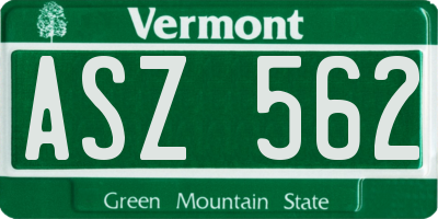VT license plate ASZ562