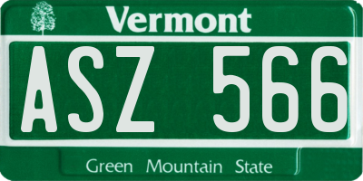 VT license plate ASZ566