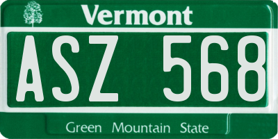 VT license plate ASZ568
