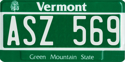 VT license plate ASZ569