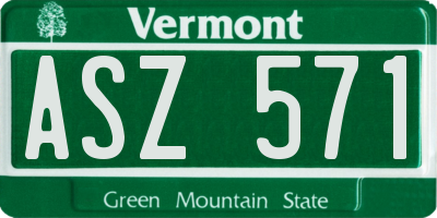 VT license plate ASZ571