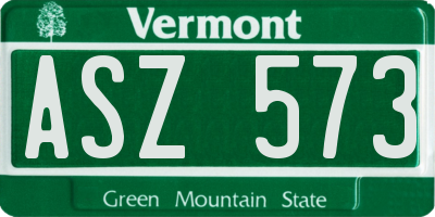 VT license plate ASZ573