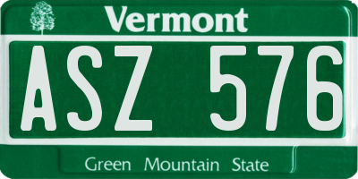 VT license plate ASZ576