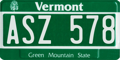 VT license plate ASZ578