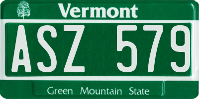 VT license plate ASZ579