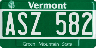 VT license plate ASZ582