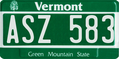 VT license plate ASZ583