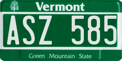 VT license plate ASZ585