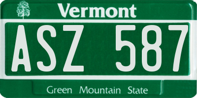 VT license plate ASZ587