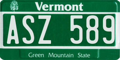 VT license plate ASZ589