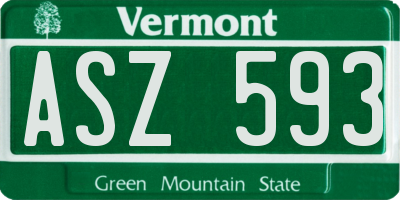 VT license plate ASZ593