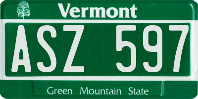 VT license plate ASZ597