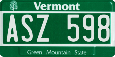 VT license plate ASZ598