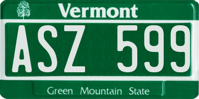 VT license plate ASZ599