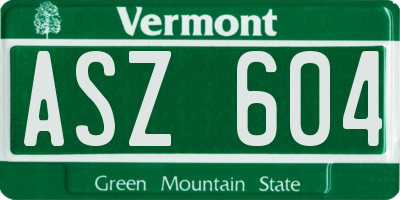 VT license plate ASZ604