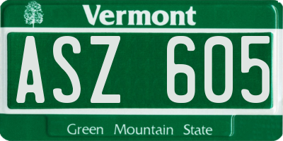 VT license plate ASZ605
