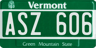 VT license plate ASZ606