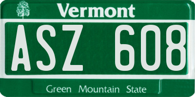 VT license plate ASZ608