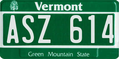VT license plate ASZ614