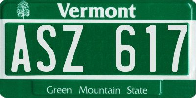 VT license plate ASZ617