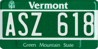 VT license plate ASZ618