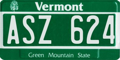 VT license plate ASZ624