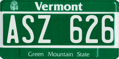 VT license plate ASZ626