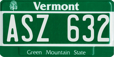 VT license plate ASZ632