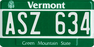 VT license plate ASZ634