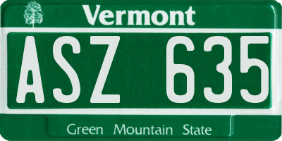 VT license plate ASZ635
